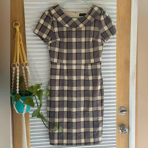L Liza Luxe Classic Plaid Dress in Black and Cream - Picture 1 of 6